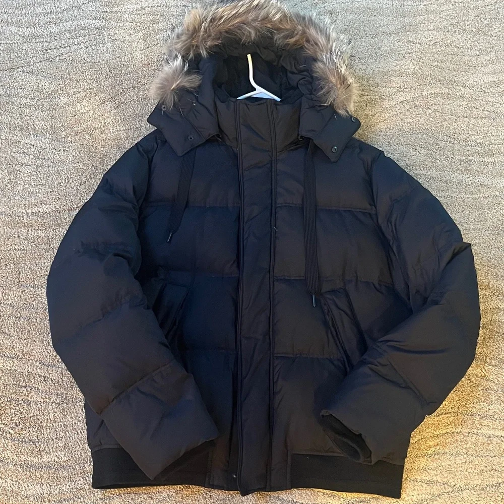Marc New York Faux Fur Hood Trim Jacket Puffer Winter Coat- Large - Picture 2 of 8